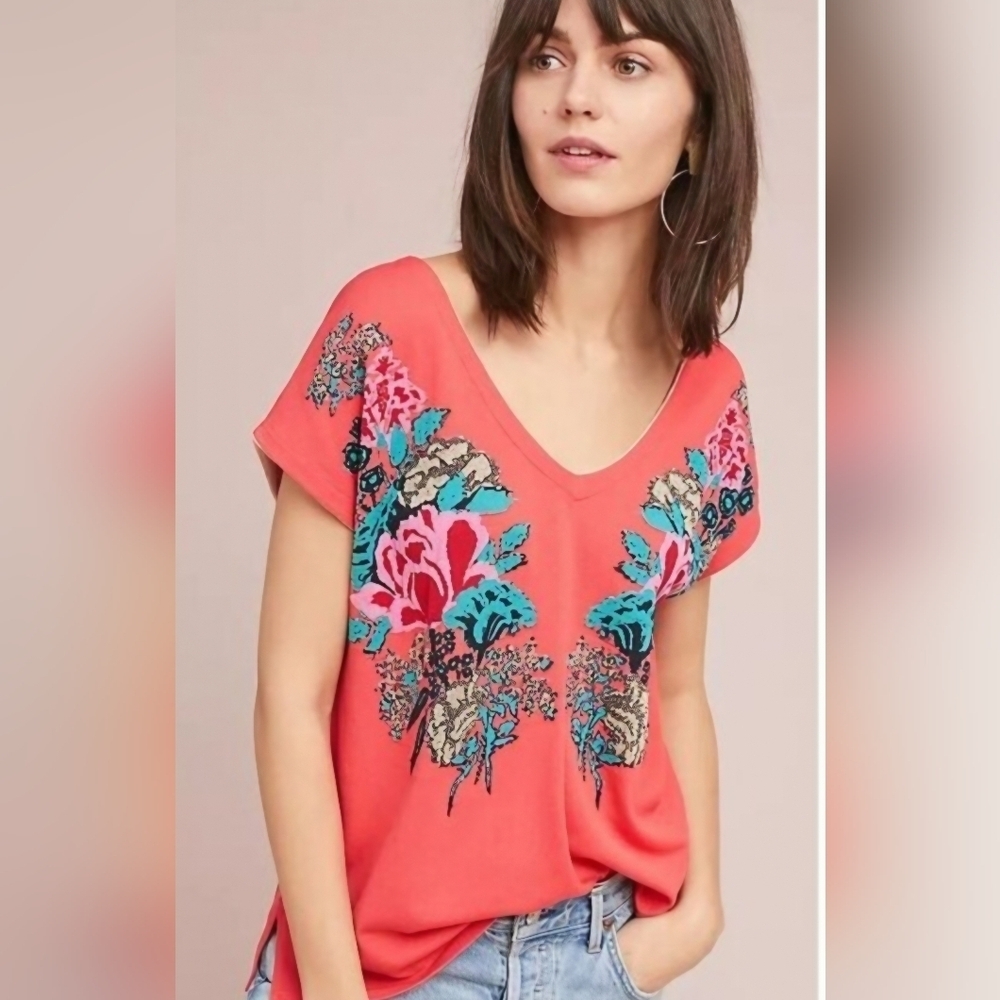 Aldo Martins By "ANTHROPOLOGIE"  Vibrant Floral Tee